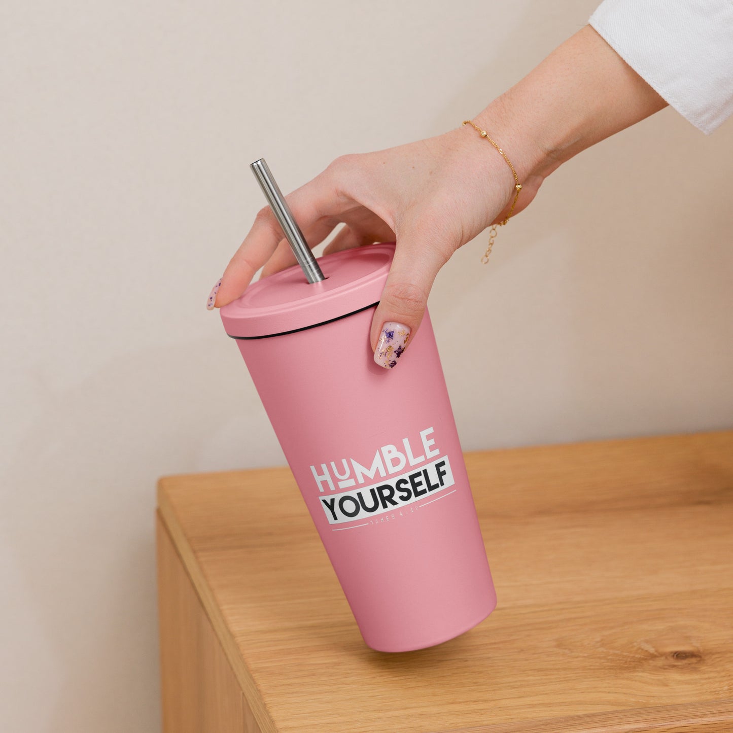Humble Yourself Insulated Tumbler With A Straw