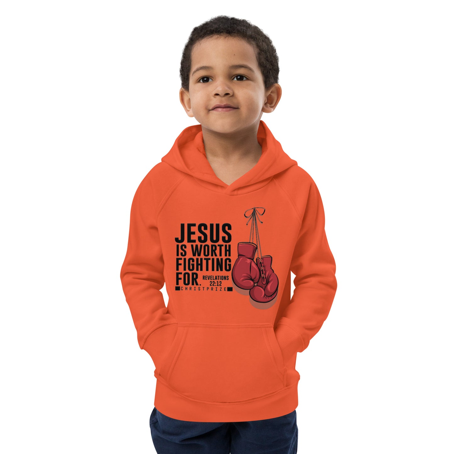 Jesus is Worth fight For Revelations 22:12 Kids Organic Hoodie