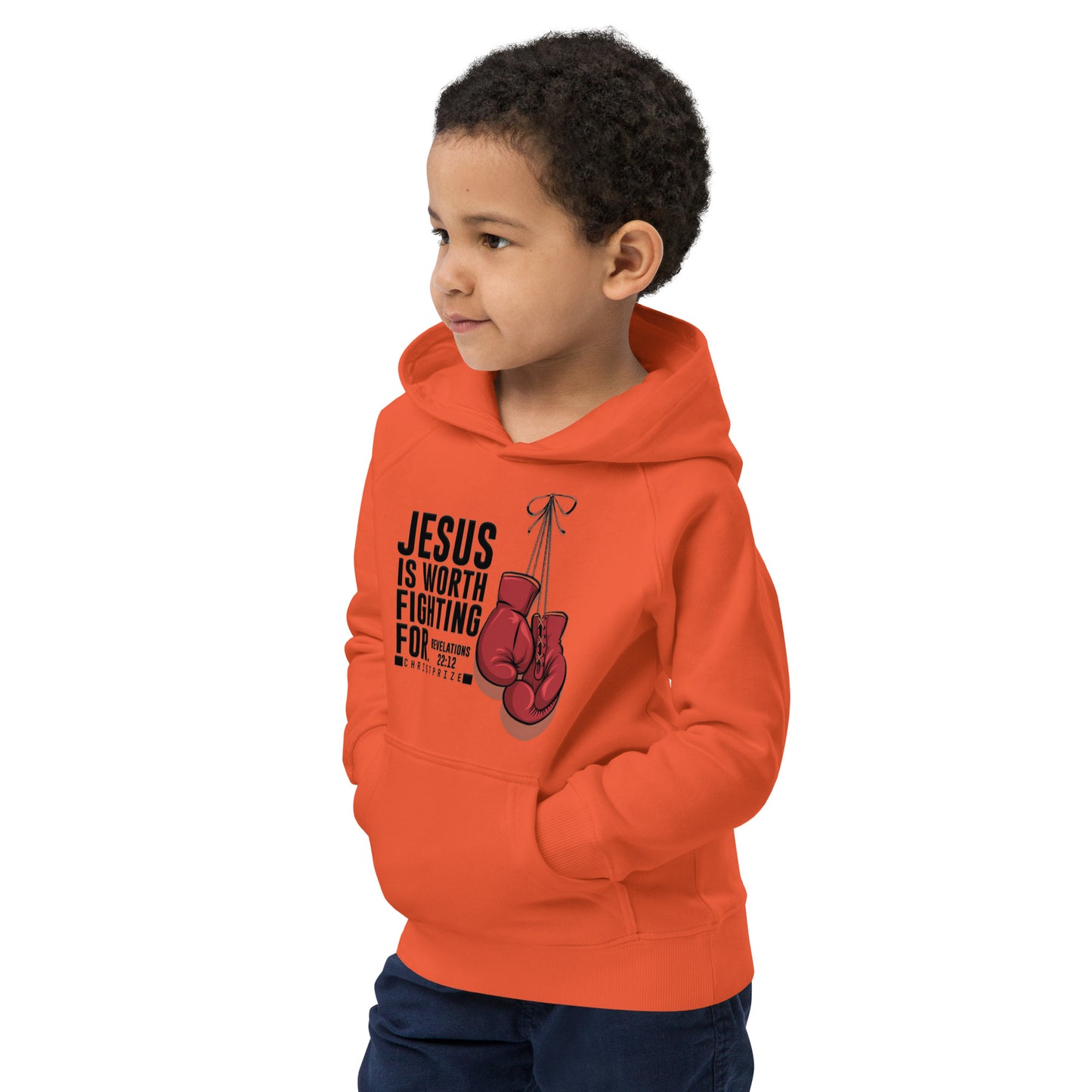 Jesus is Worth fight For Revelations 22:12 Kids Organic Hoodie