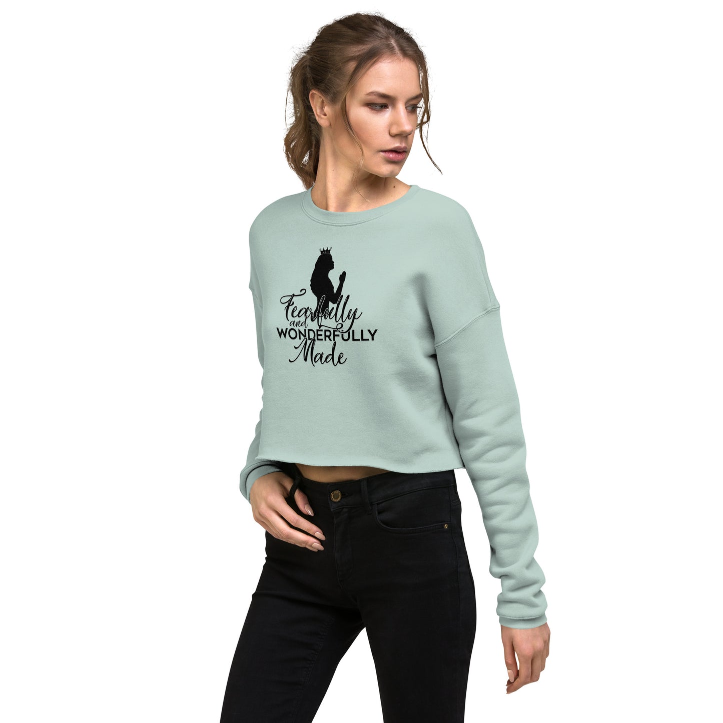 Fearfully and Wonderfully Made Neckline & Cuffs Crop Sweatshirt
