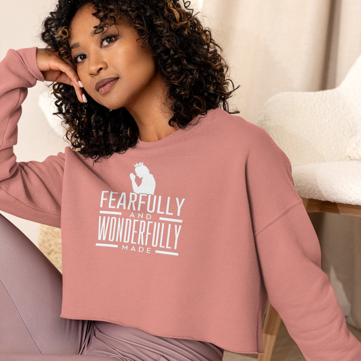 Fearfully And Wonderfully Made Side-Seamed Crop Sweatshirt