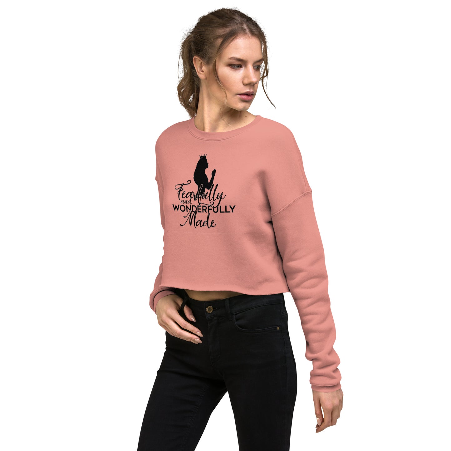 Fearfully and Wonderfully Made Neckline & Cuffs Crop Sweatshirt