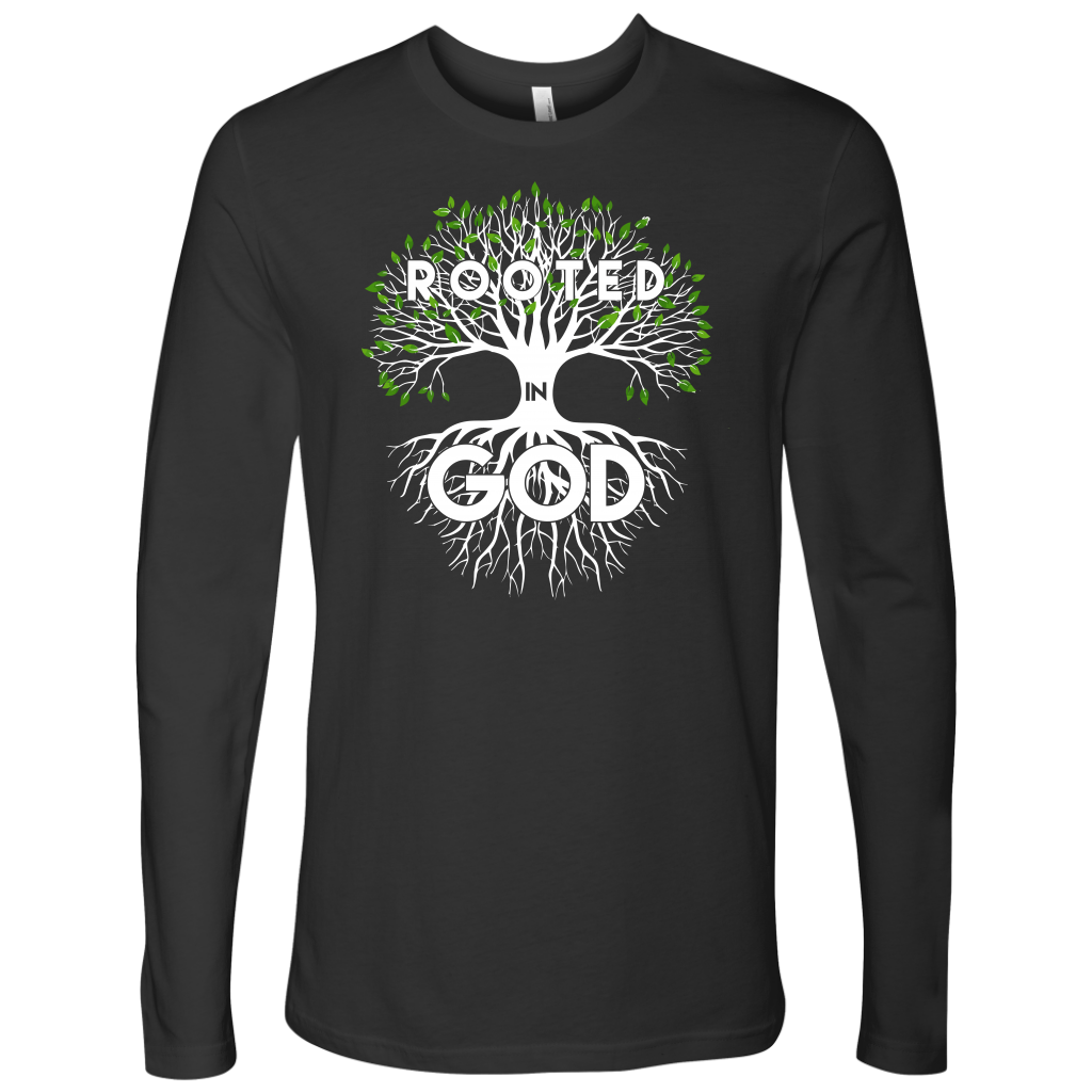 Rooted in God Long Sleeve Shirts for Men