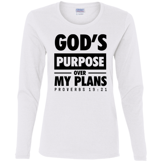 God's Purpose Over my Plans Long Sleeve Shirts for Women