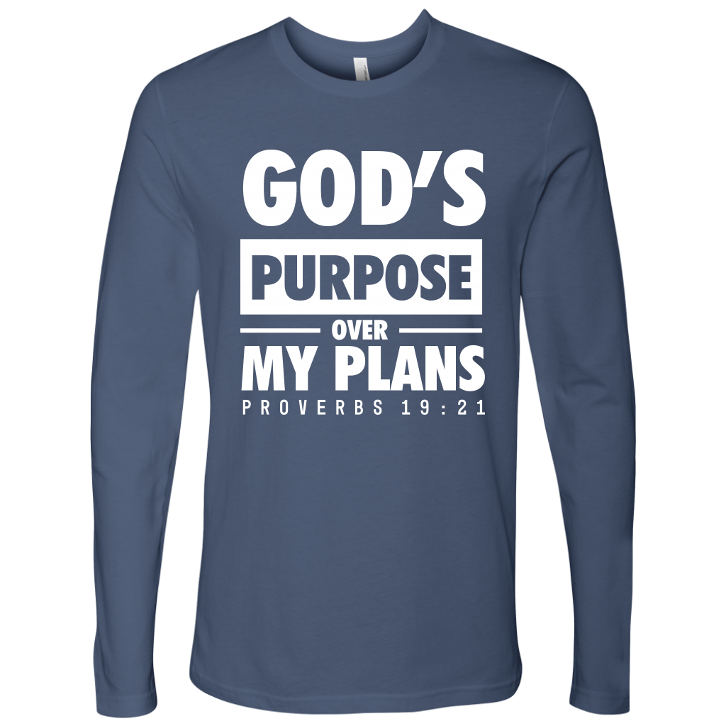 God's Purpose Over my Plans Long Sleeve Shirts for Men