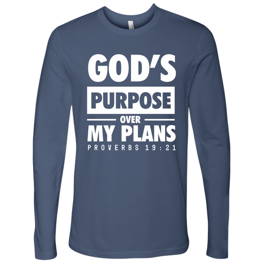 God's Purpose Over my Plans Long Sleeve Shirts for Men
