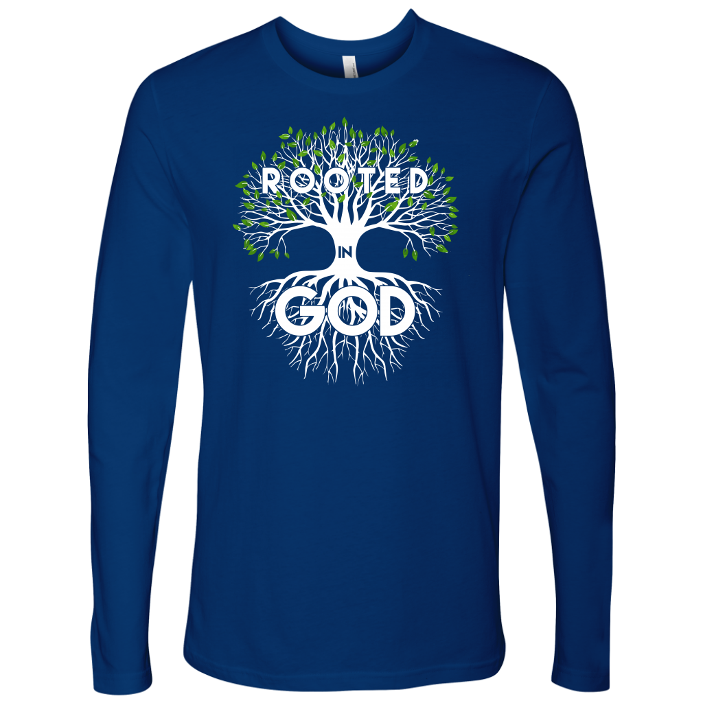 Rooted in God Long Sleeve Shirts for Men