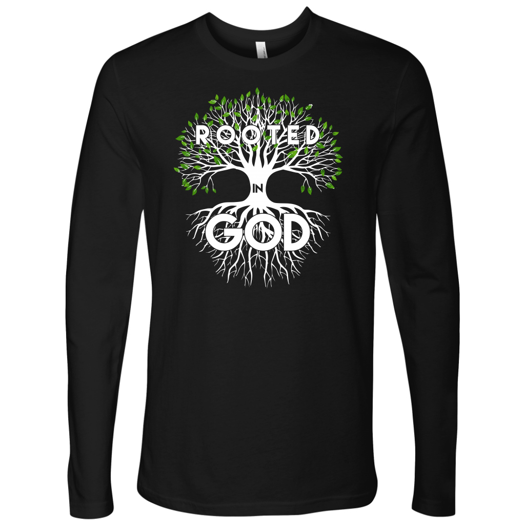 Rooted in God Long Sleeve Shirts for Men