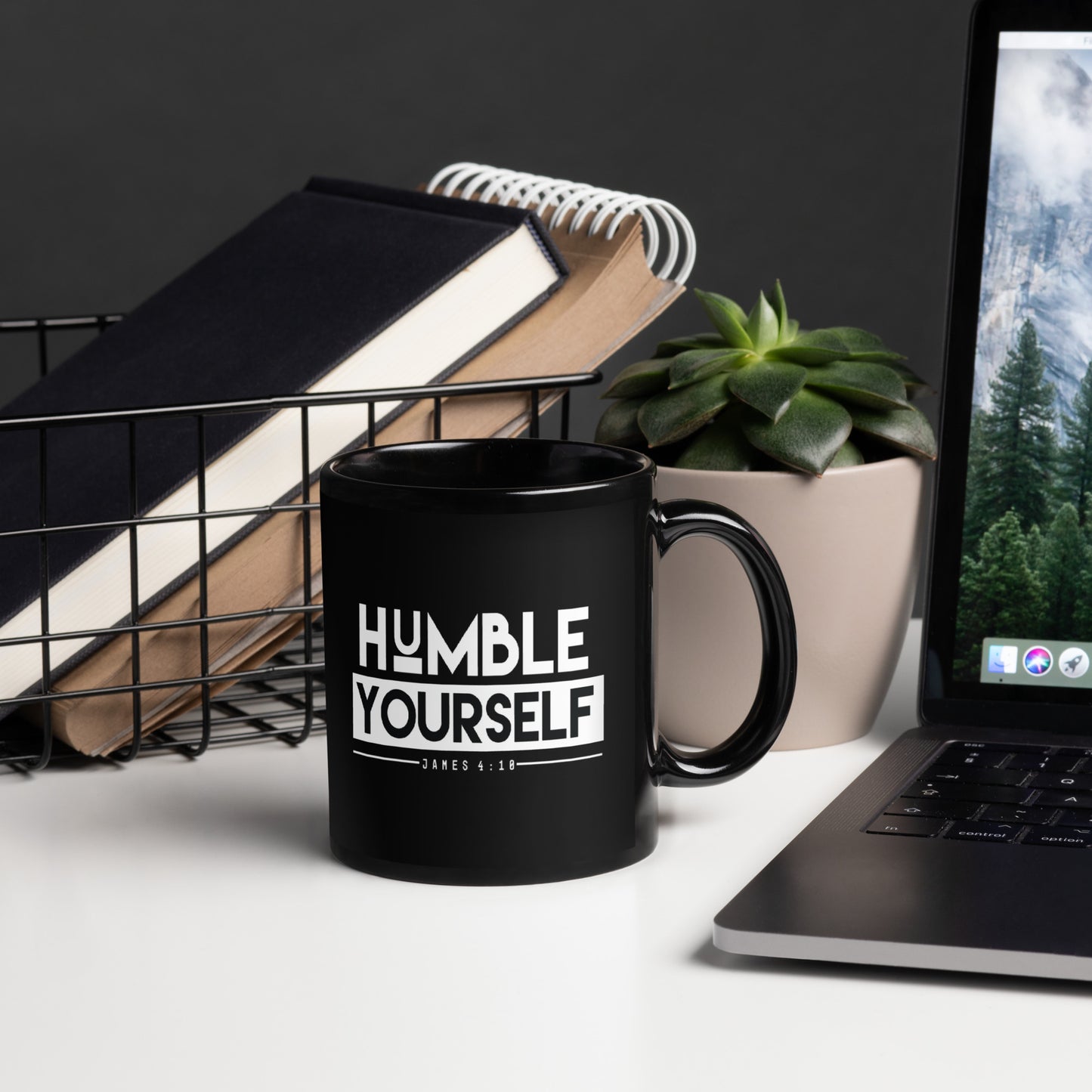 Humble Yourself Black Glossy Mugs