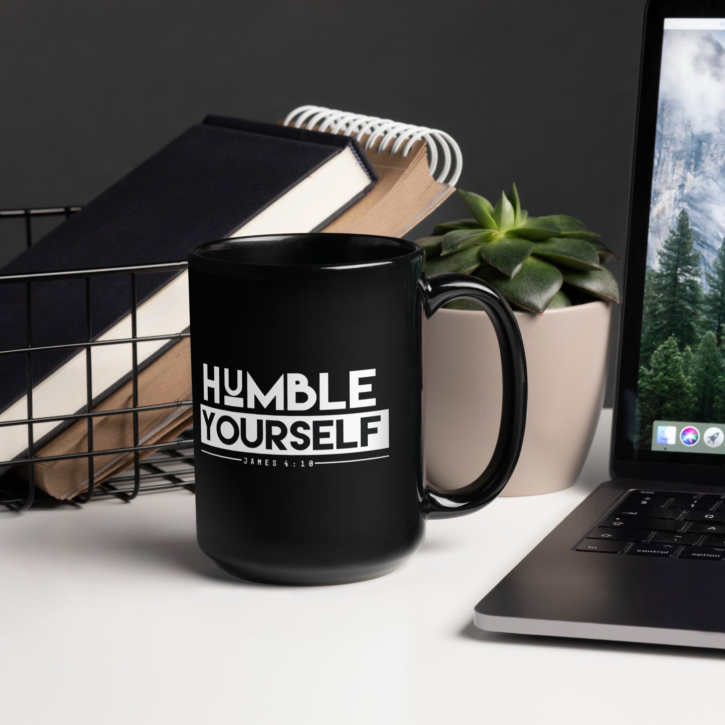 Humble Yourself Black Glossy Mugs