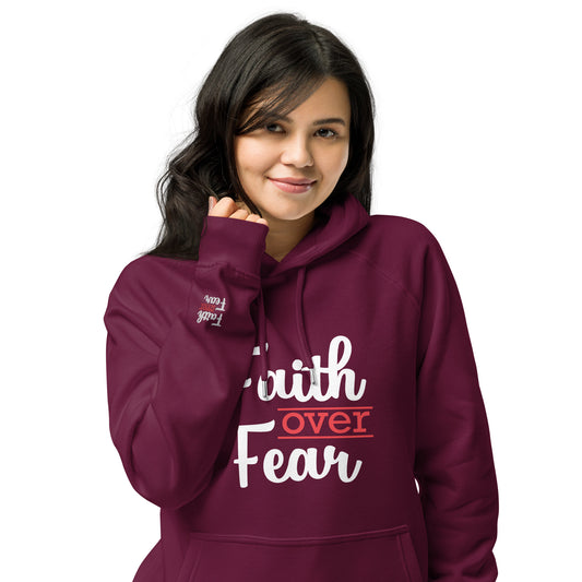 Unisex Faith Over Fear Eco Raglan Hoodie