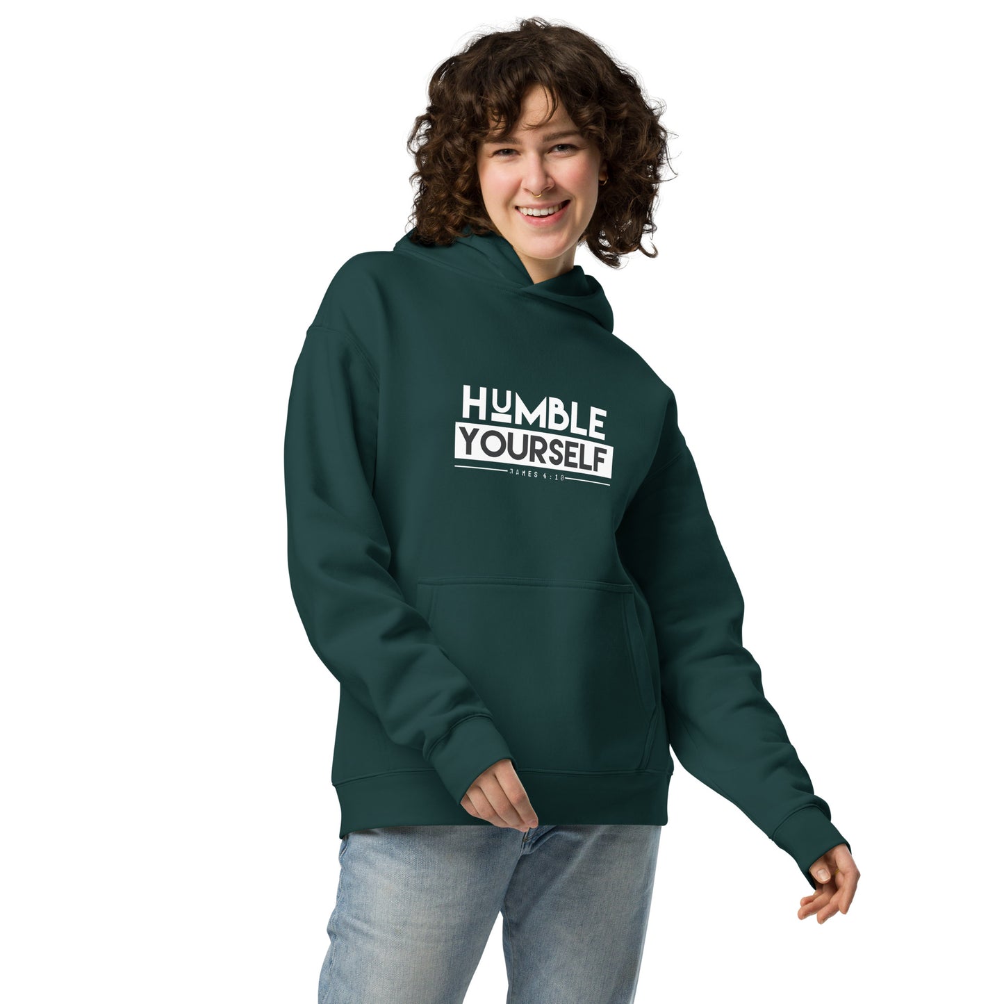 Green Humble Yourself Unisex Oversized Hoodie