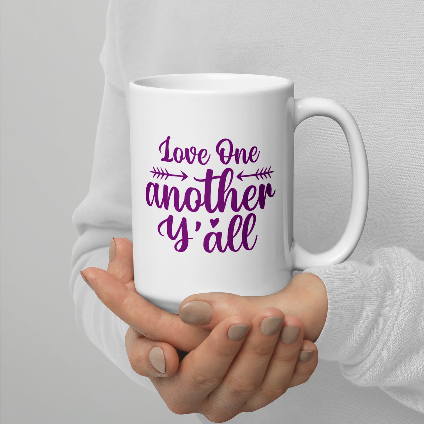 Love One Another Y'all White Ceramic Mugs