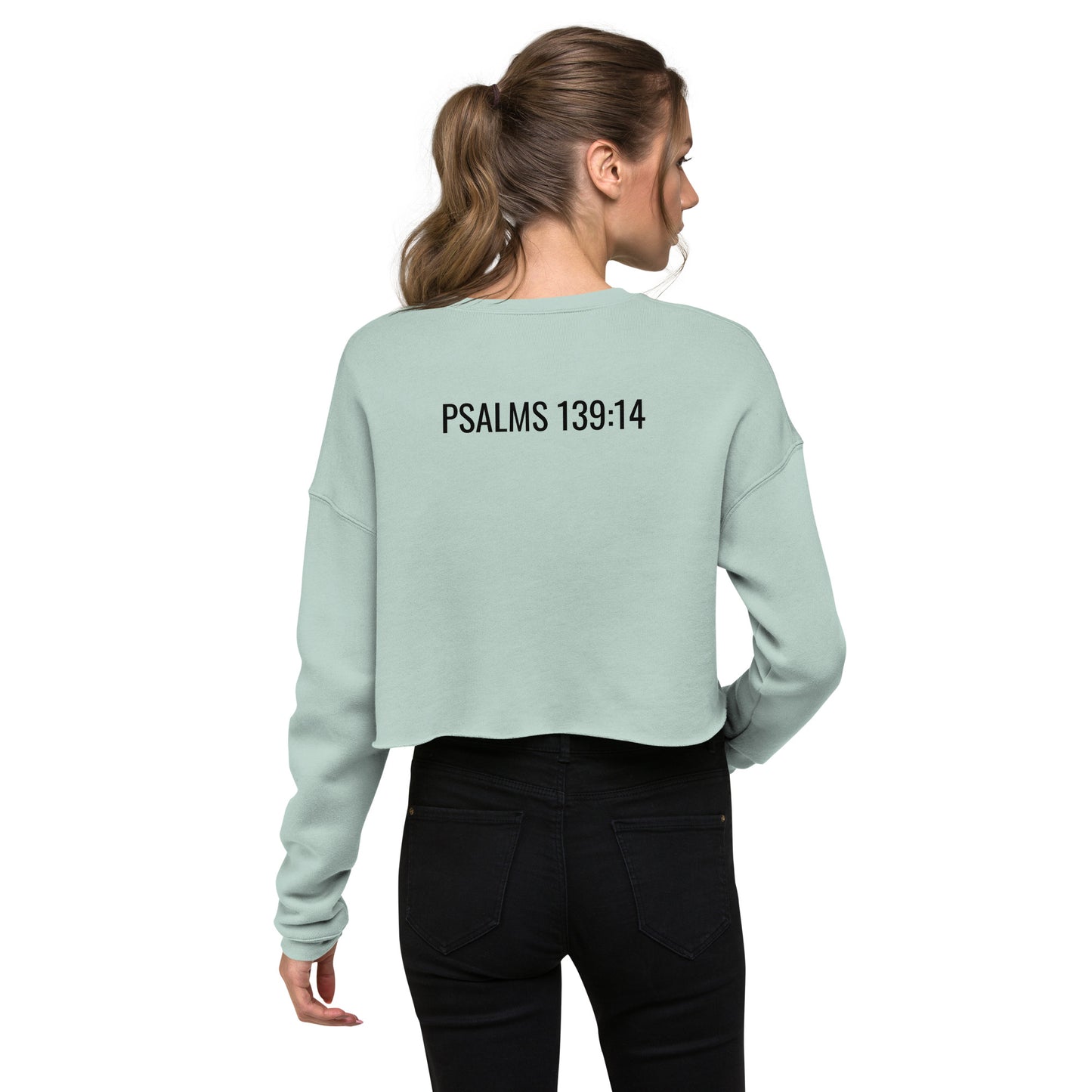 Ribbed Crew Neckline & Cuffs Crop Sweatshirt