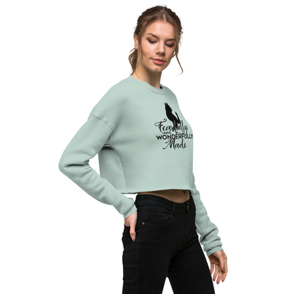 Ribbed Crew Neckline & Cuffs Crop Sweatshirt