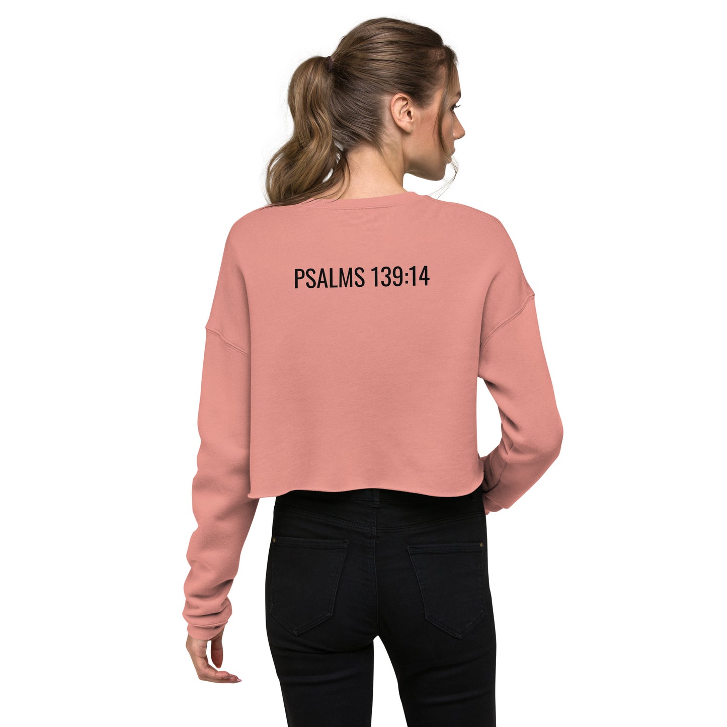 Ribbed Crew Neckline & Cuffs Crop Sweatshirt