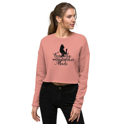 Ribbed Crew Neckline & Cuffs Crop Sweatshirt