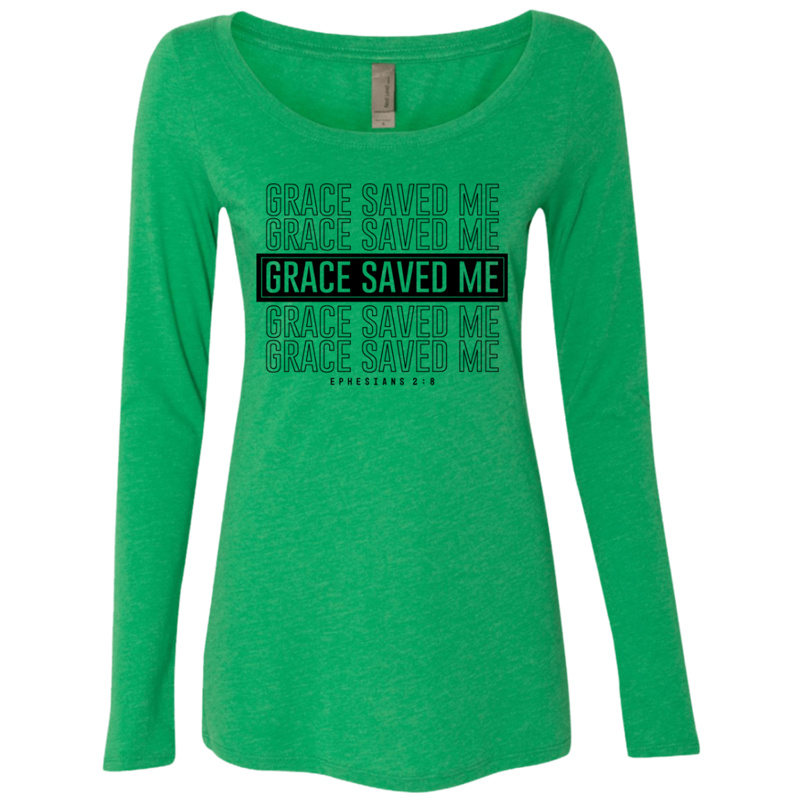 Women's Grace Saved Me Triblend Long Sleeve Scoop Shirts