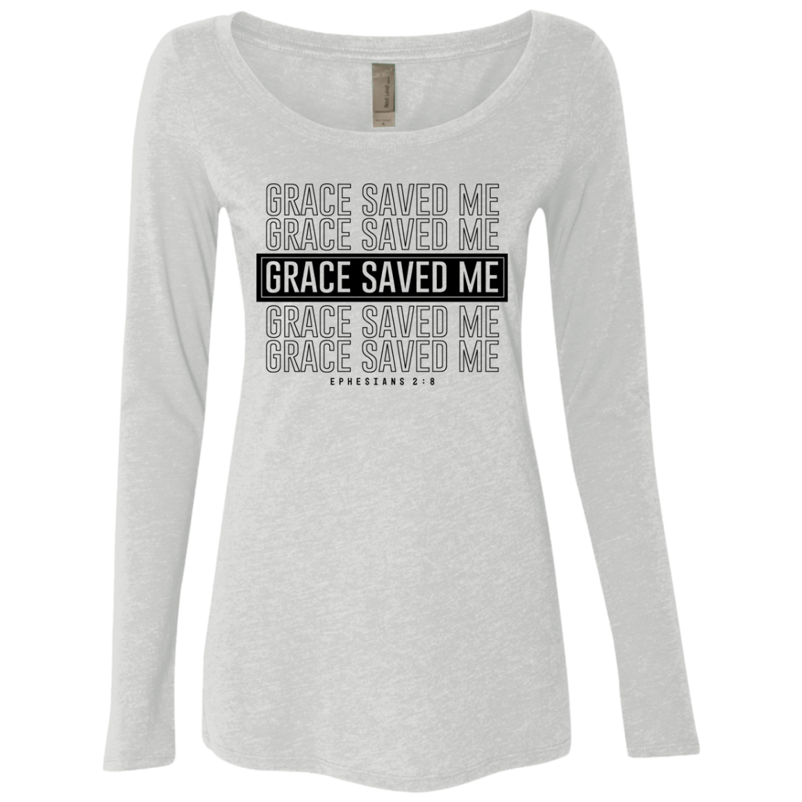 Women's Grace Saved Me Triblend Long Sleeve Scoop Shirts